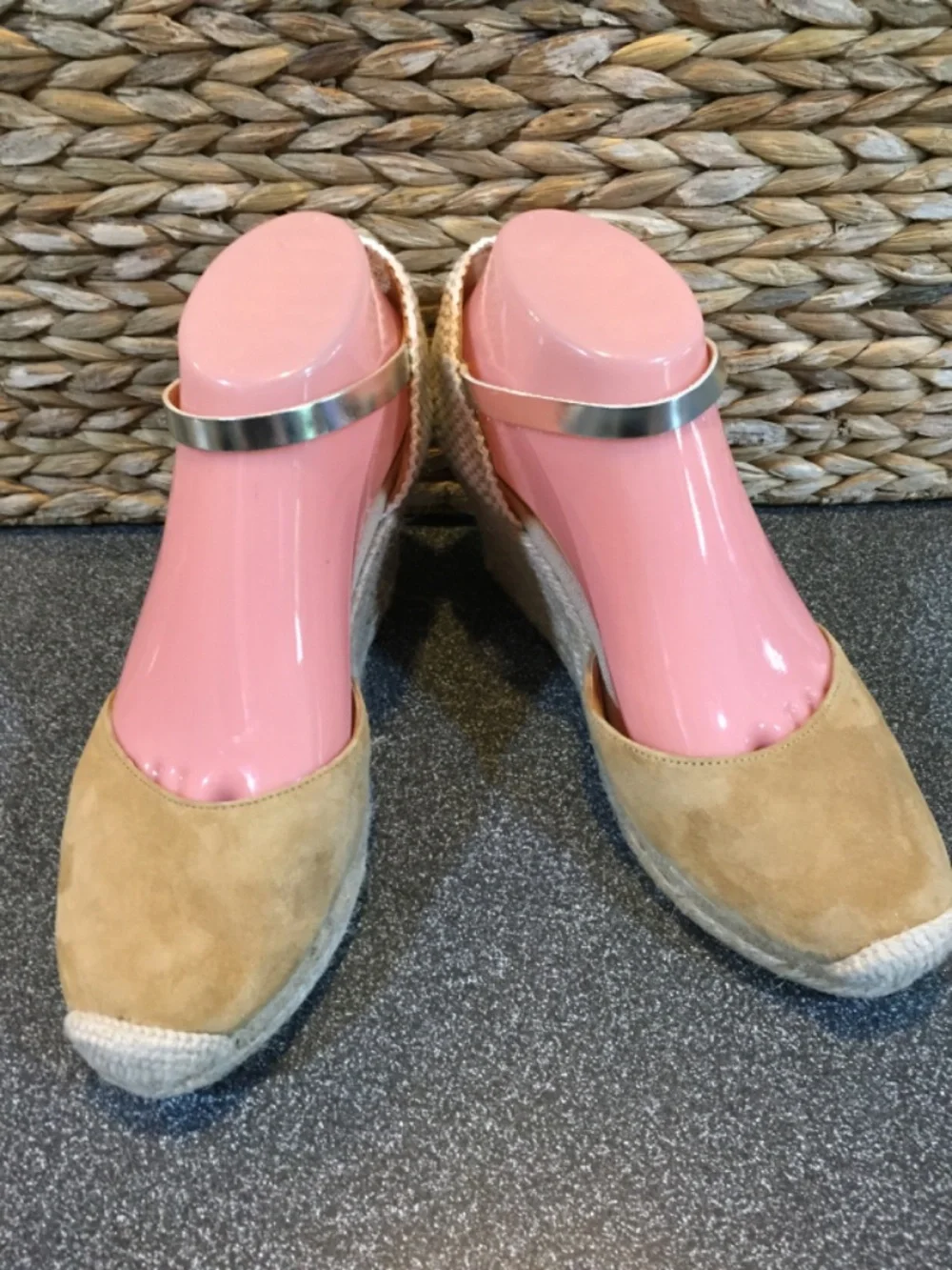 Kanna Two-Tone Tan Espadrille Wedge Sandals